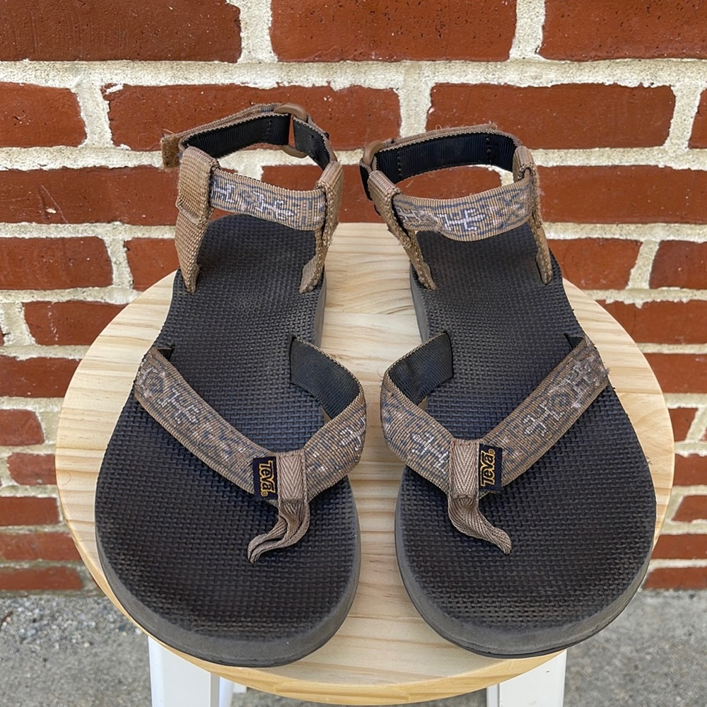 Size 9 Teva Sandals Old Lizard Brown Flil Flop Ankle Strap Sandals